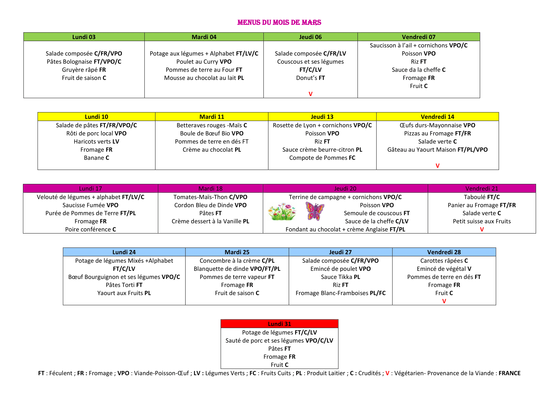 MENUS DU MOIS DE MARS 2025 1